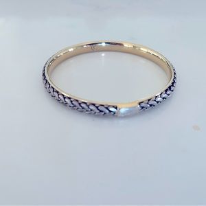Two-Tone Gild and Silver Metal Bangle Bracelet